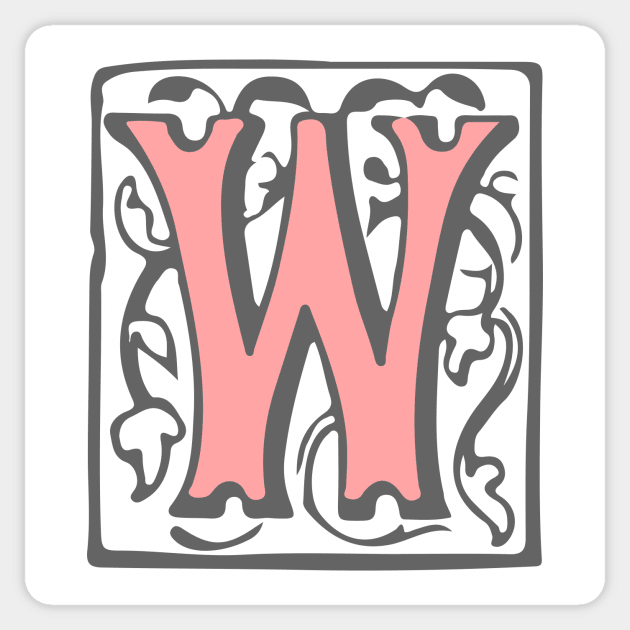 Letter W in pink and grey Sticker by Creative Art Store